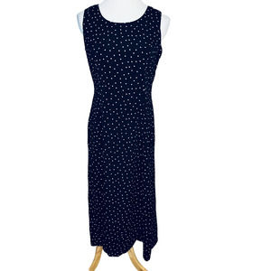 Studio I Petite Sleeveless Black Polka Dot Dress 10P